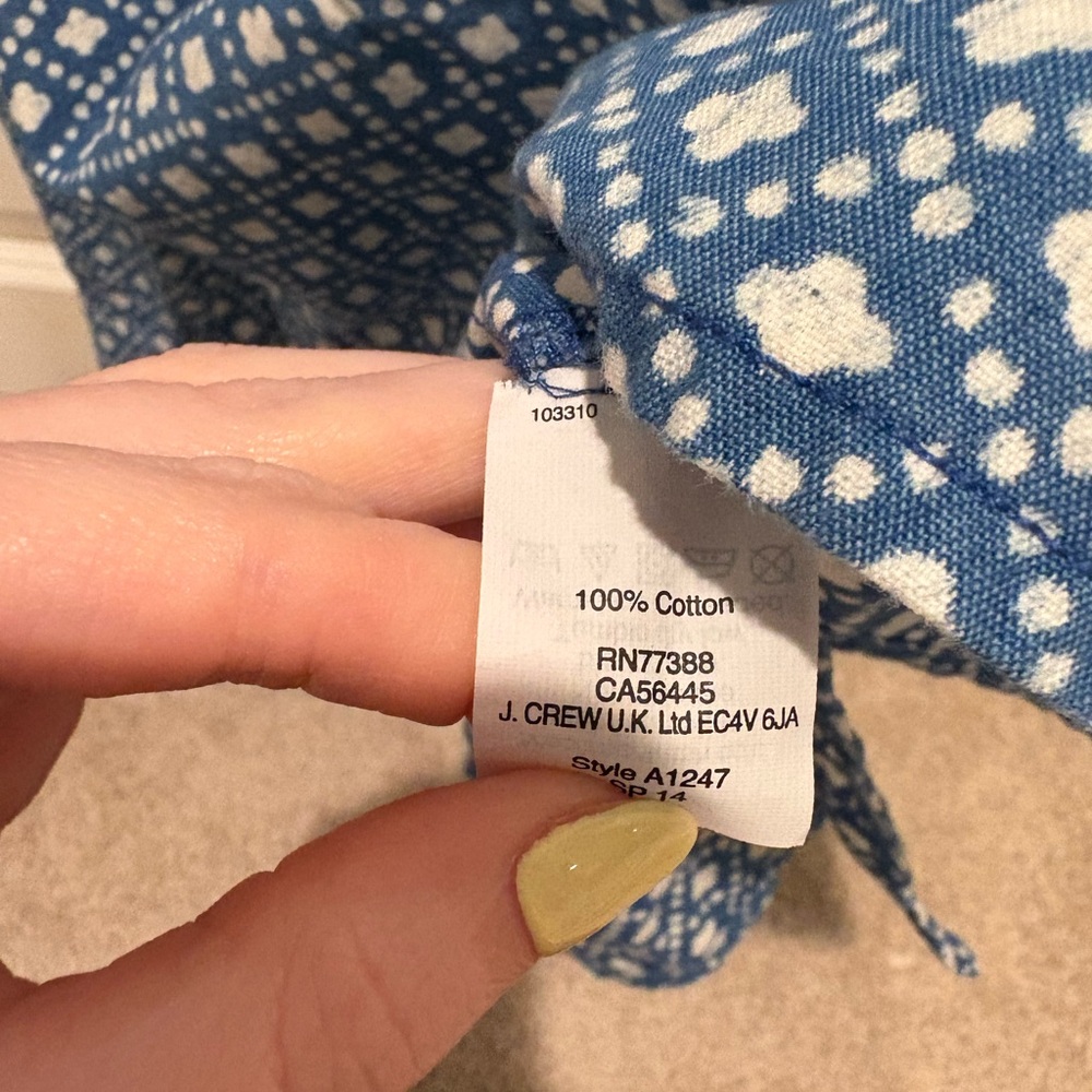 Printed Madewell Button Up Shirt Denim and White Diamond Pattern Size Small - Picture 4 of 5